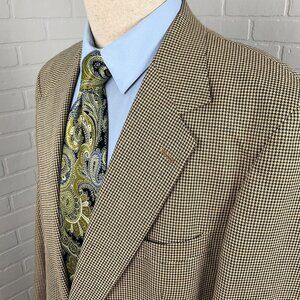 Racquet Club‎ Blazer Men 44 Yellow Tan Houndstooth Classic Career Jacket USA VTG